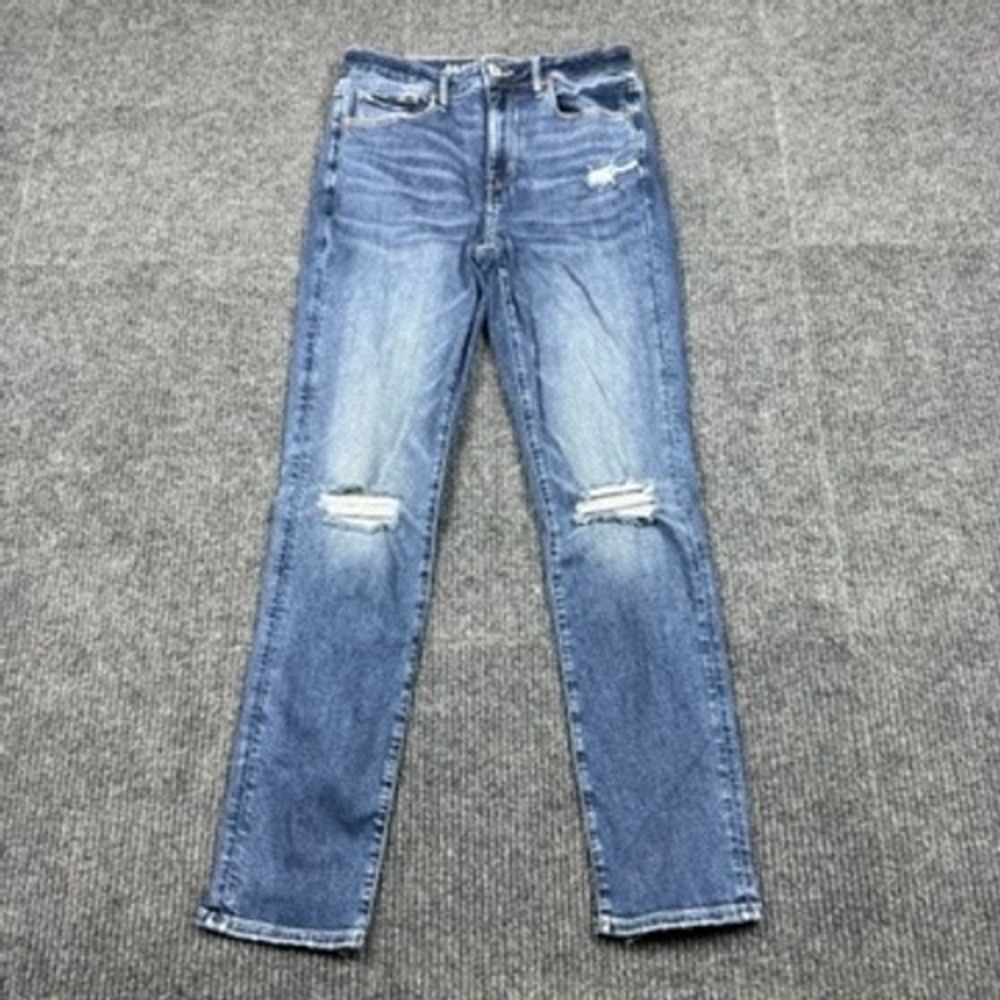American Eagle Hi-Rise Waisted Skinny Distressed Blue Jeans Size 2 3407
